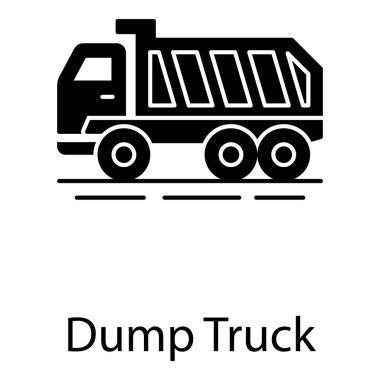 Çöp konteynırı taşımacılığı, damperli kamyon simgesi biçiminin katı vektör tasarımı