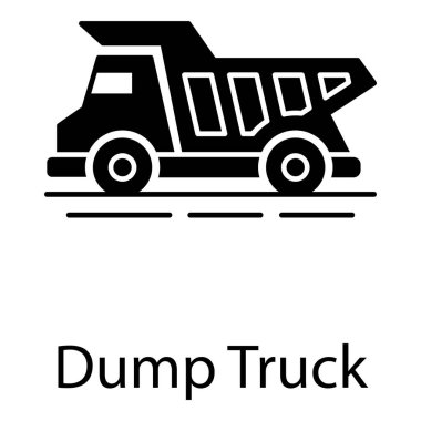 Çöp konteynırı taşımacılığı, damperli kamyon simgesi biçiminin katı vektör tasarımı