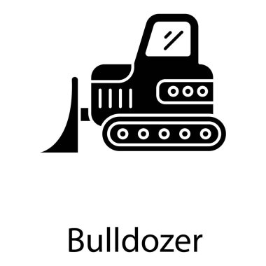 İnşaat makineleri, buldozer simgesi sağlam tasarımda 