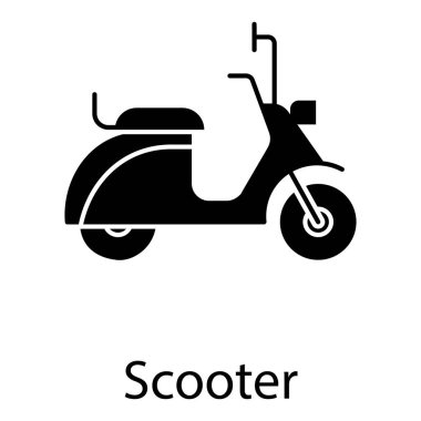 İki tekerlekli araç, scooter vektör glyph tasarımı