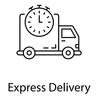 Zaman sevkiyatında, satır tasarımında ekspres dağıtım vektörü simgesi