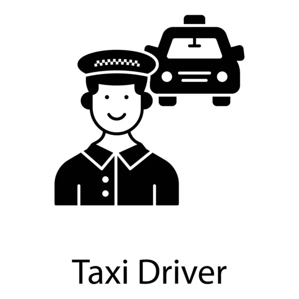 Icono Del Taxista Diseño Vector Sólido — Vector de stock