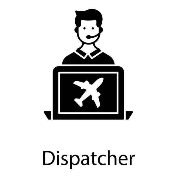 Online Overzeese Logistieke Levering Vlucht Dispatcher Pictogram Glyph Ontwerp — Stockvector