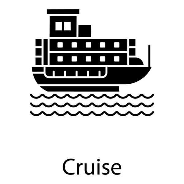 Luxury Cruise Ship Icon Solid Vector Style — ストックベクタ