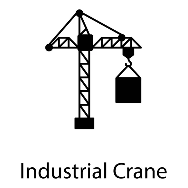 Ikona Dźwigu Przemysłowego Konstrukcji Wektora Stałego — Wektor stockowy