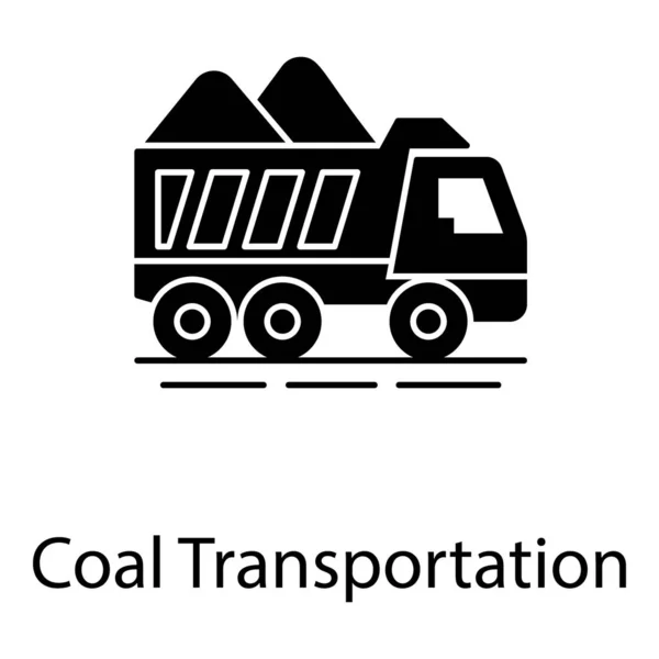 Bergbau Kohle Transport Ikone Solides Design — Stockvektor