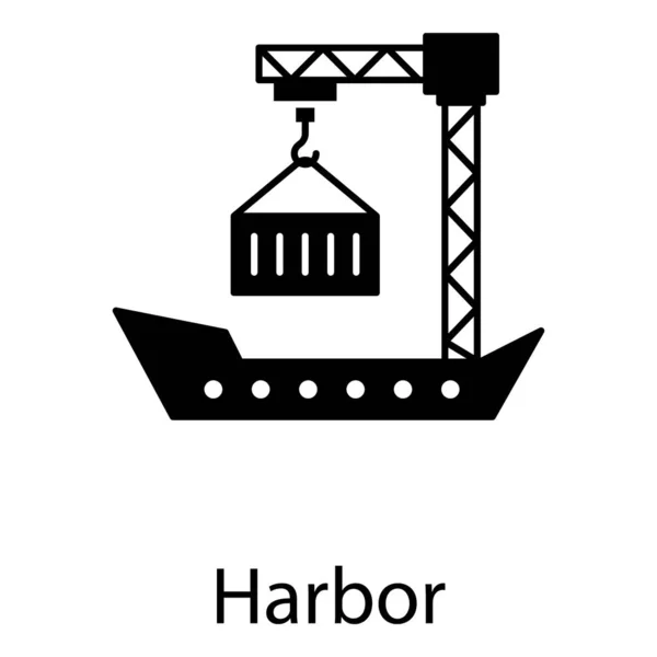 Boat Crane Harbor Tool Boat Anchor Solid Icon — ストックベクタ