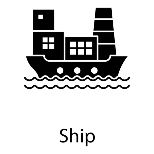 Luxury Cruise Ship Icon Solid Vector Style — ストックベクタ