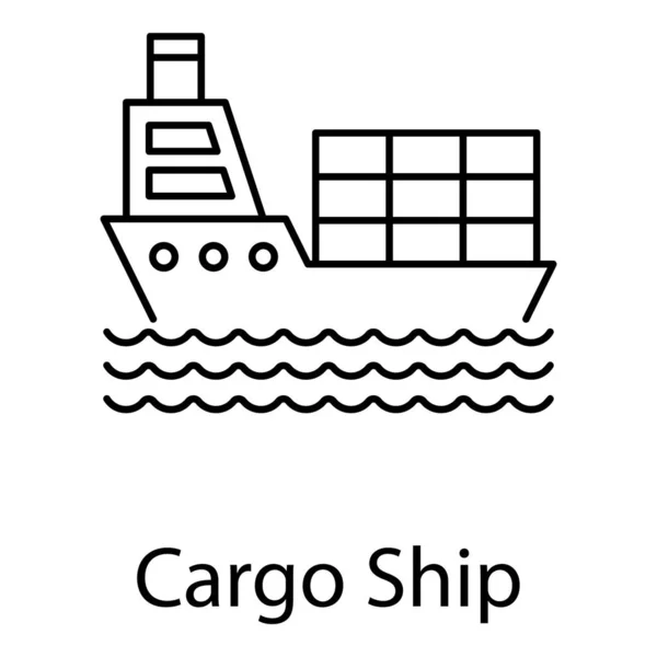 Delivery overseas transportation, icon of cargo ship in line design.