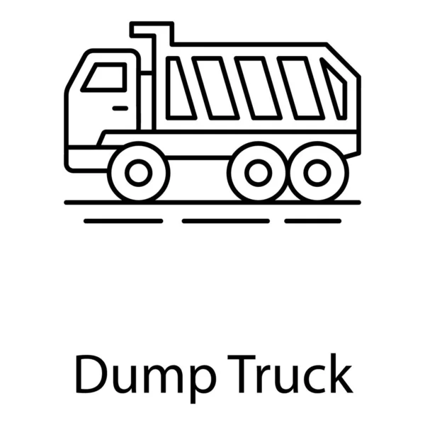 Dumpster Transportation Line Vector Design Dump Truck Icon Style — ストックベクタ