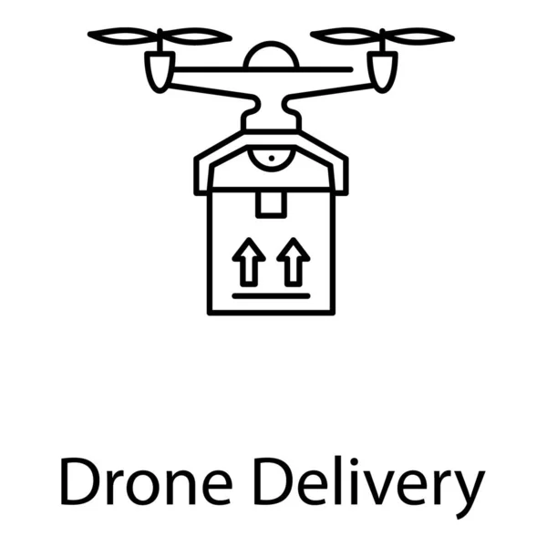 Envío Entrega Drones Aire Diseño Línea Del Icono Entrega Drones — Archivo Imágenes Vectoriales