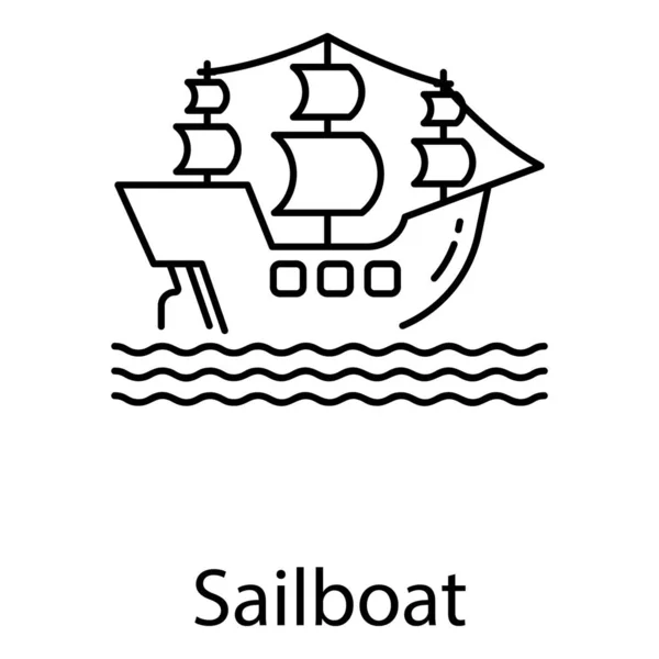 Sailboat Vector Line Icon Design — ストックベクタ