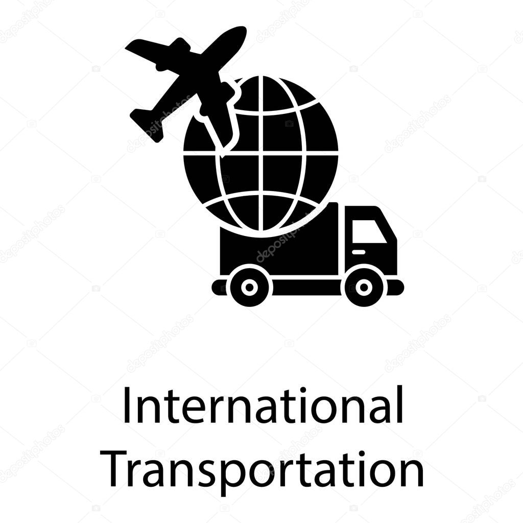 Shipping global logistics, international transportation icon solid design