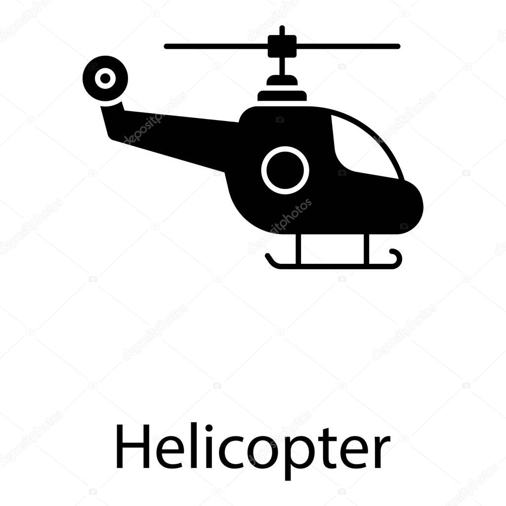 Helicopter vector icon in filled design 