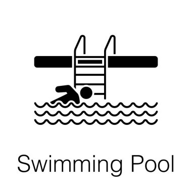 Yüzme havuzu ikonunu sembolize eden su havuzundaki insan avatarı 