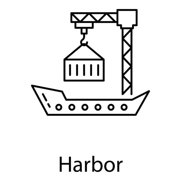 Boat Crane Harbor Tool Boat Anchor Line Icon — ストックベクタ