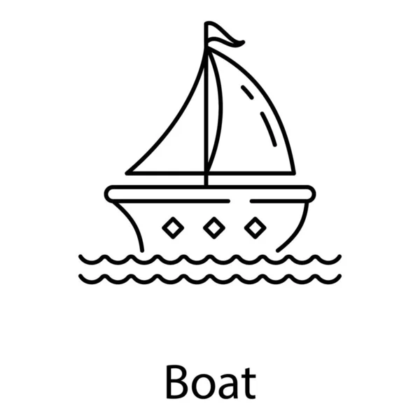 Sailing Ship Boat Vector Line Icon Design — ストックベクタ