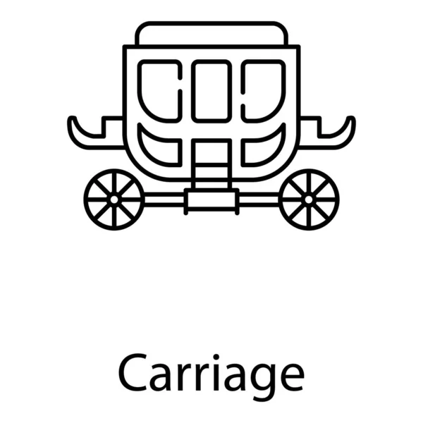 Vintage Conception Ligne Icône Chariot Cheval — Image vectorielle