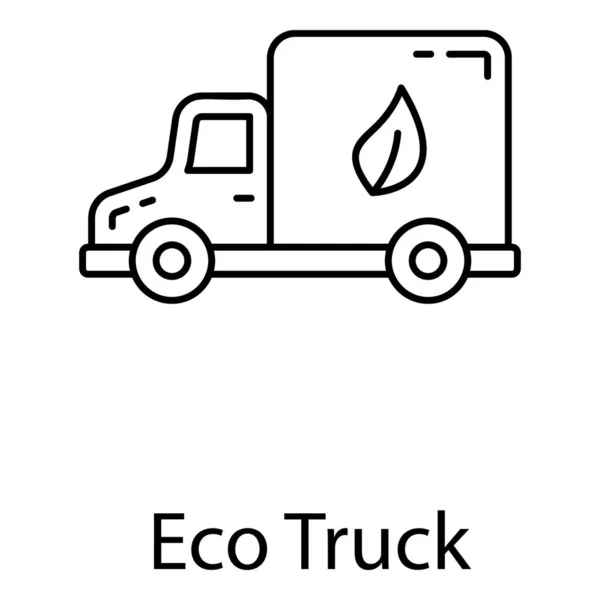 Umweltfreundlicher Transport Öko Lkw Linienvektordesign — Stockvektor