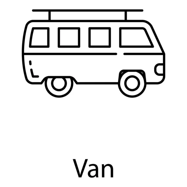 Road Travel Tour Icône Vectorielle Van Dans Conception Ligne — Image vectorielle
