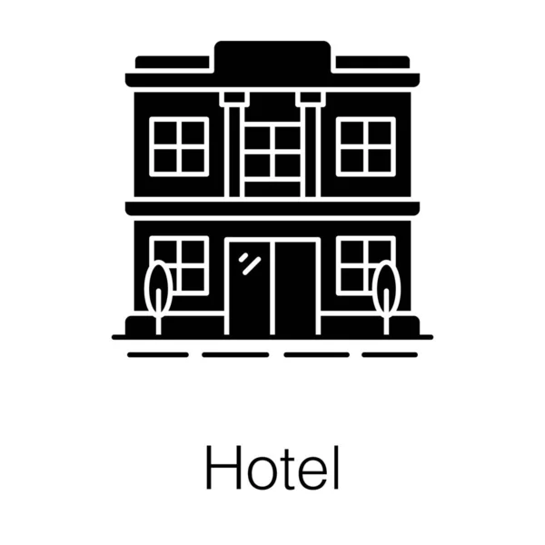 Fondo Blanco Con Edificio Del Hotel Estilo Sólido Del Vector — Archivo Imágenes Vectoriales