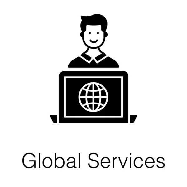 Ícone Serviço Global Estilo Vetorial Sólido — Vetor de Stock