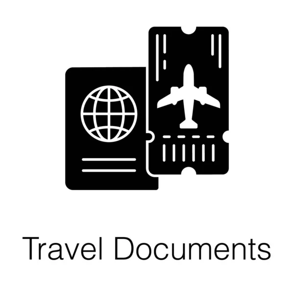 Podróżujące Dokumenty Tożsamości Ikona Paszportu Solidnym Stylu Wektorowym — Wektor stockowy