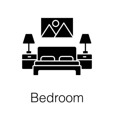 Uyuma odası iç mimarisi, yatak odası ikonu. 