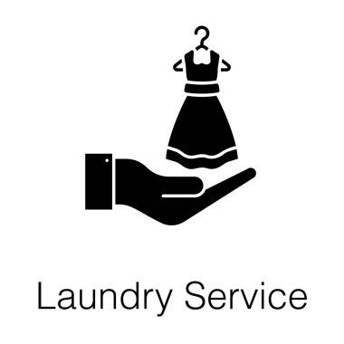 Otel yönetimi çamaşır hizmeti sunuyor, katı vektör biçimi 