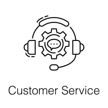 Çağrı merkezi yardım hattı, satır tasarımında müşteri hizmetleri simgesi.