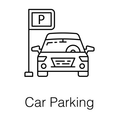 Park alanı tahtası, sıra vektöründeki araba parkı 