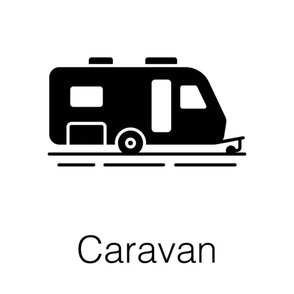 Traveling Road Caravan Icon Isolated White Background — ストックベクタ