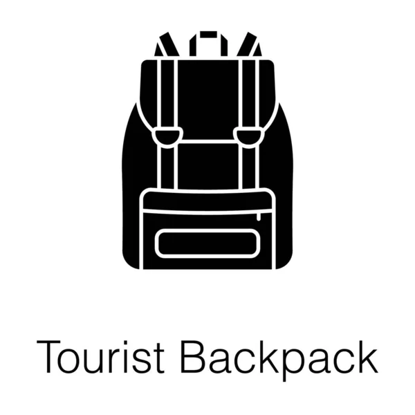 Äventyrsresa Tillbehör Turist Ryggsäck Ikon Solid Design — Stock vektor
