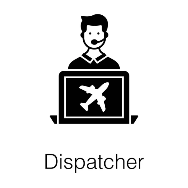 Online Overzeese Logistieke Levering Vlucht Dispatcher Pictogram Glyph Ontwerp — Stockvector