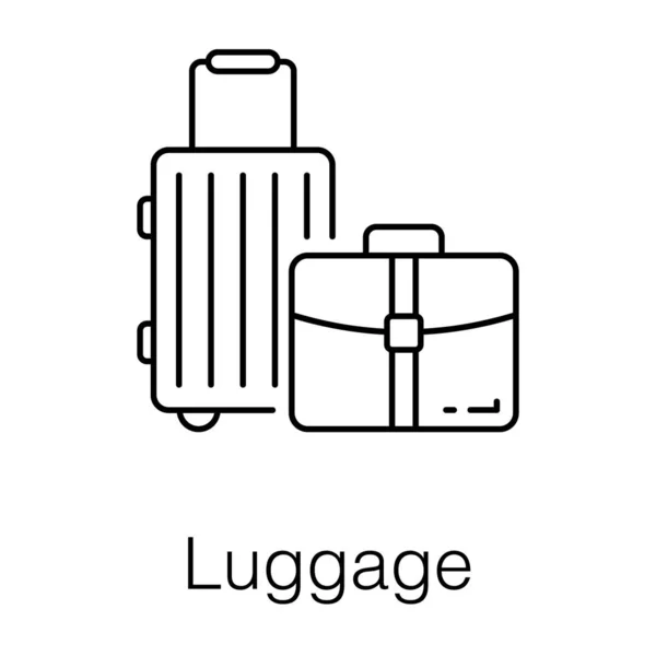 Porte Documents Avec Attache Indiquant Vecteur Bagages Voyage Style Ligne — Image vectorielle