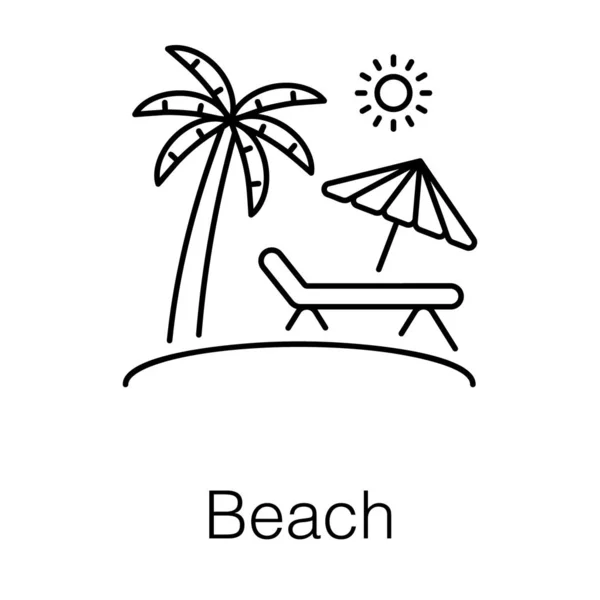 海滨地区暑假假期 直线矢量设计 — 图库矢量图片