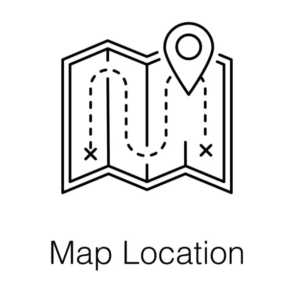 Puntero Mapa Papel Icono Ubicación Mapa Diseño Vectores Línea — Vector de stock