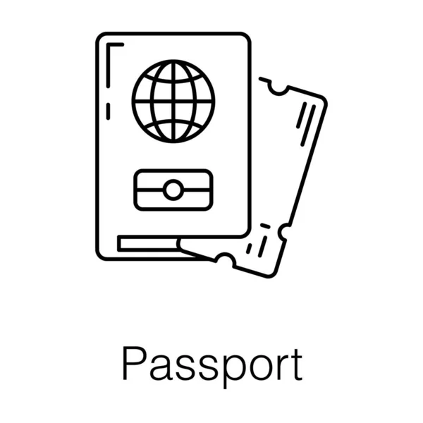 旅行身份证件 护照图标 直线矢量样式 — 图库矢量图片