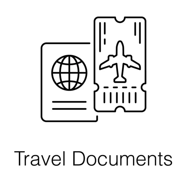 Documentos Identificación Viaje Icono Pasaporte Línea Estilo Vector — Vector de stock