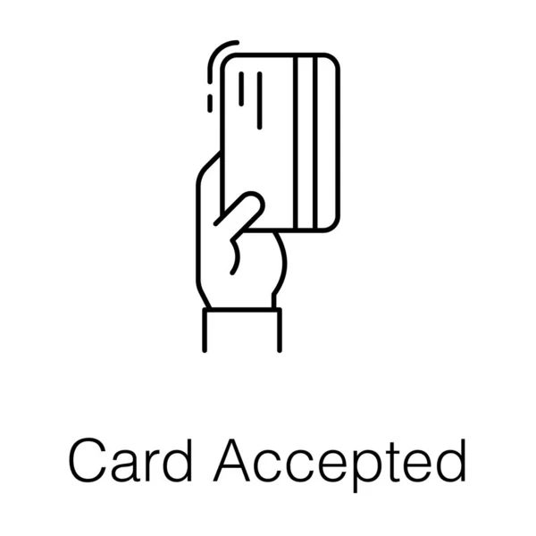 Kartengeben Nach Dem Kauf Alles Karte Akzeptiert Symbol Linie Vektor — Stockvektor