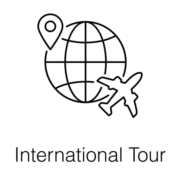 Cestování Celém Světě Mezinárodní Turné Ikona Line Stylu — Stockový vektor