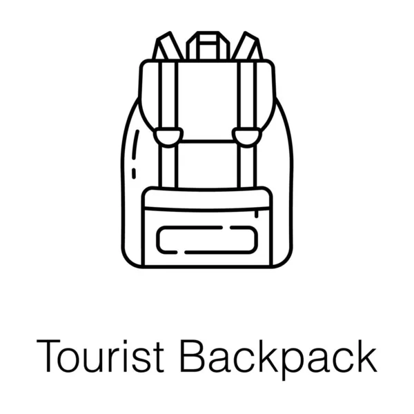 Akcesoria Podróży Przygodowych Ikona Turystycznego Plecaka Linii Projektowania — Wektor stockowy