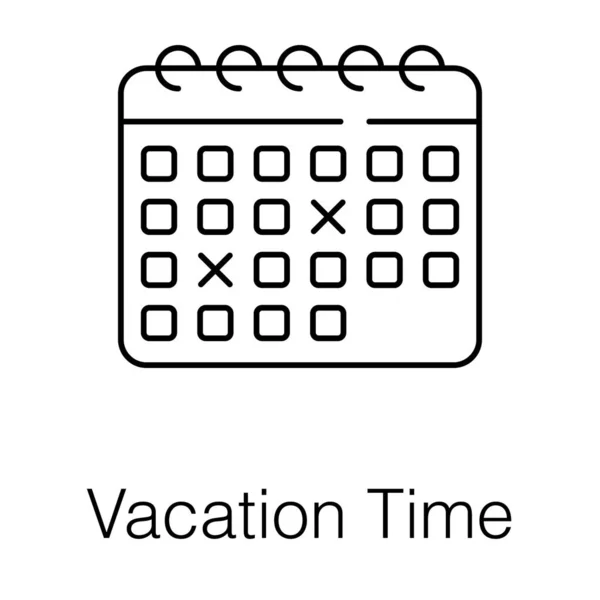 イベント時間のカレンダー 行ベクトルの休暇時間アイコンを指す — ストックベクタ