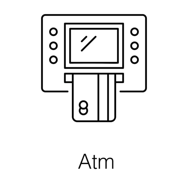 Atm Terminal Line Design Icon Cash Withdrawal Payment Receipt Money — Stock vektor