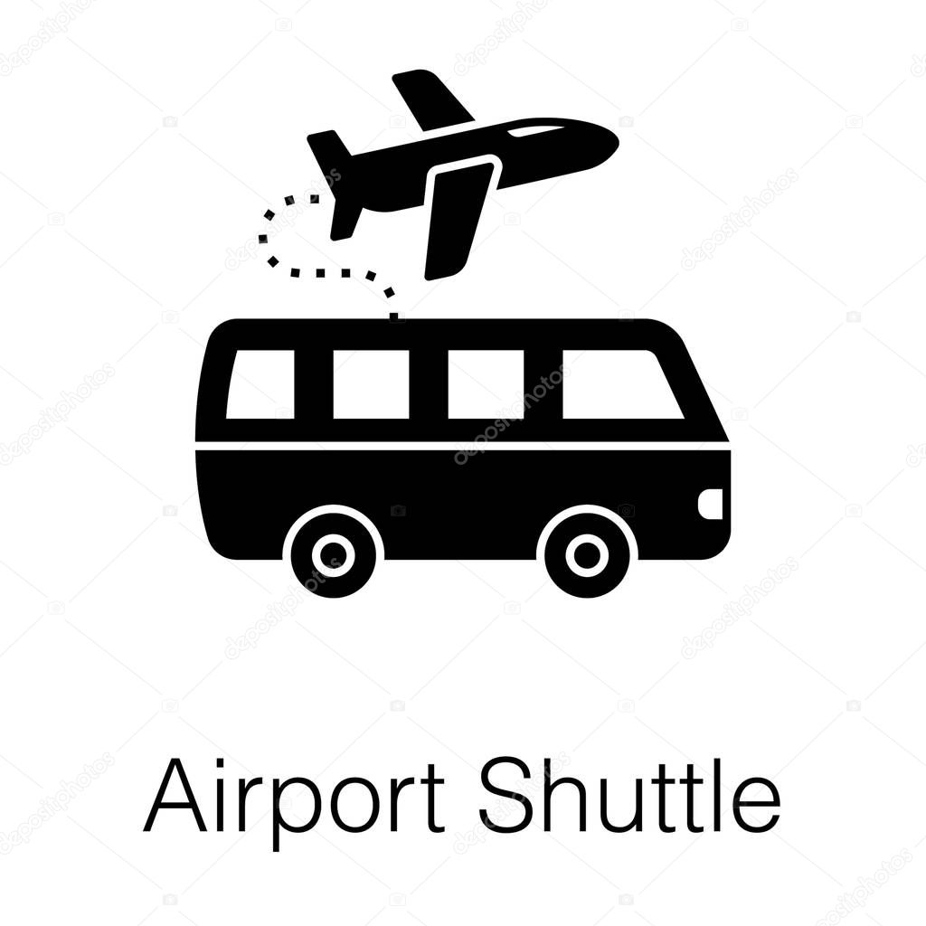Airport transport service, airport shuttle solid vector design 