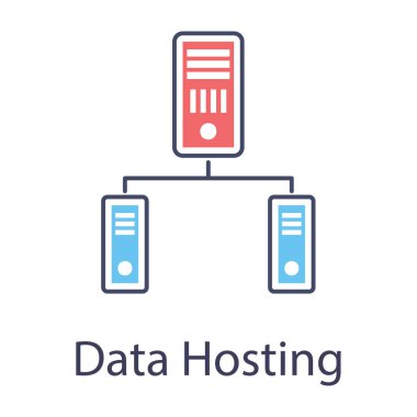 İzole edilmiş arkaplanda düz dizayn edilmiş veri sunucusu simgesi. 