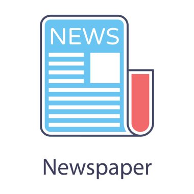 İzole edilmiş arkaplanda düz dizayn edilmiş gazete simgesi.