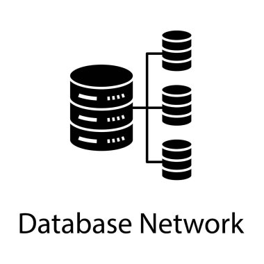 Dolu tasarım ve düzenlenebilir vektörde veritabanı ağ simgesi