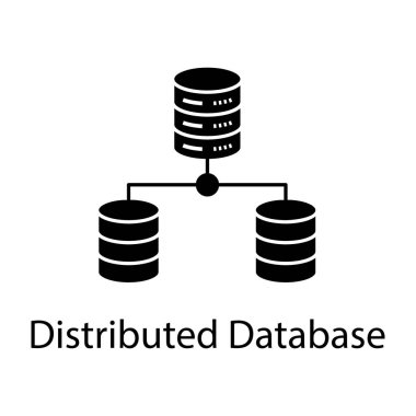 İzole edilmiş arkaplanda glifler dizaynında Dağıtılmış veritabanının simgesi.