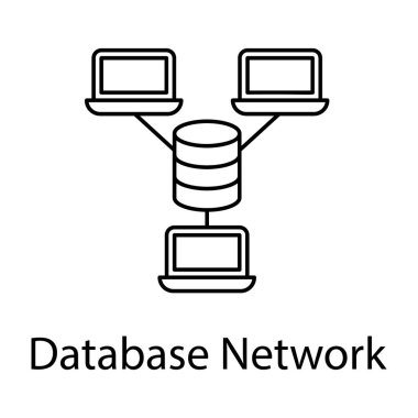 Satır dizaynında veritabanı ağ simgesi, düzenlenebilir vektör